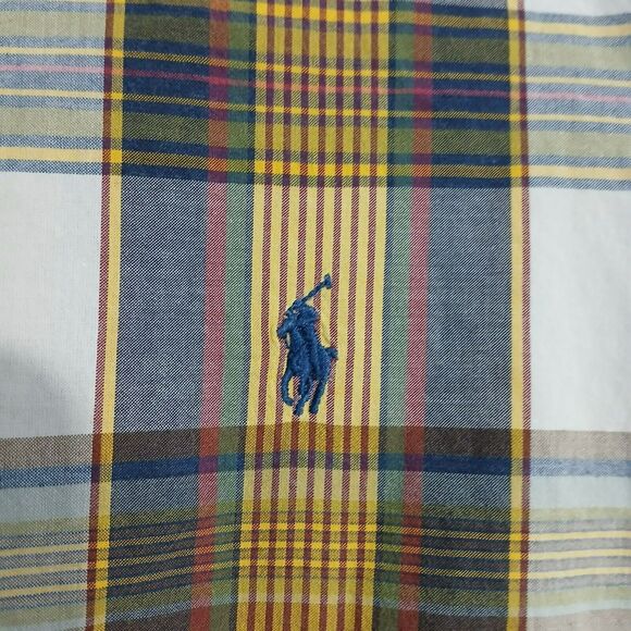Ralph Lauren L Classic Fit Yellow Plaid Short Sleeve Button-Down Shirt - Picture 4 of 8